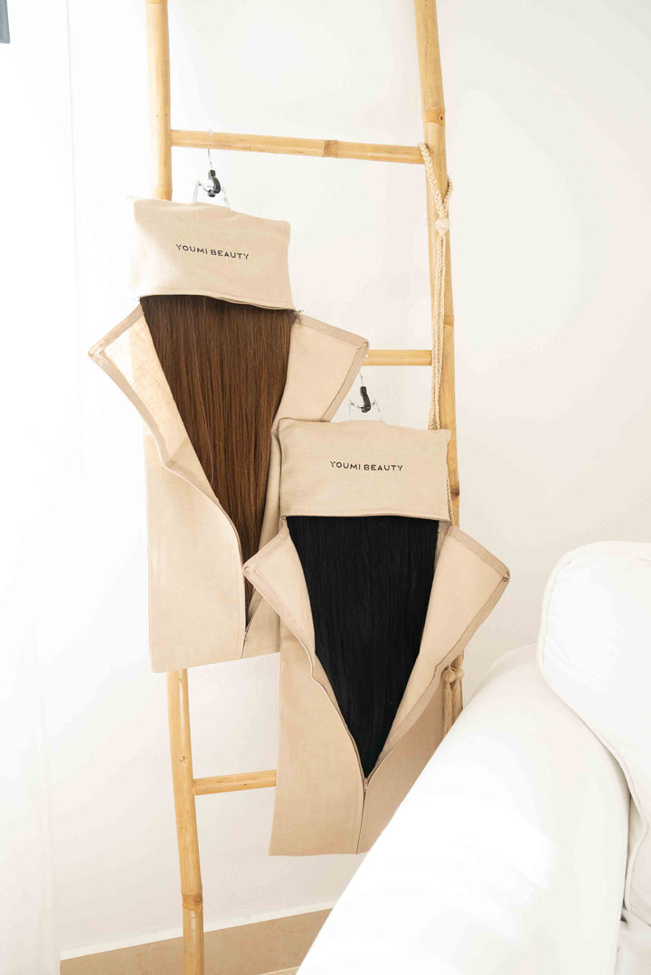 Clip in Tape in hair extension storage bag with hanger
